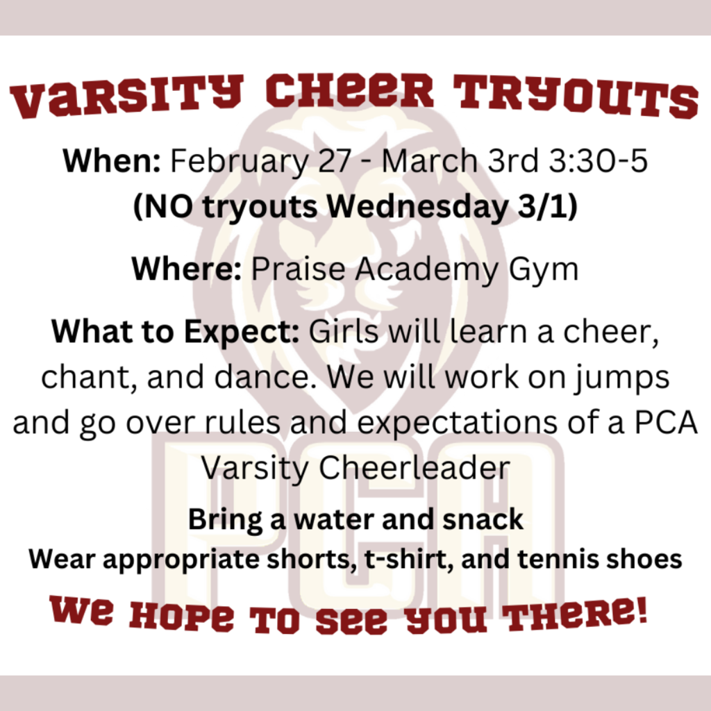 Praise Academy Varisty Cheer Tryouts